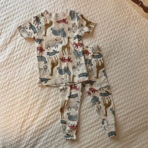 Short Sleeve Pajama Set with Multicolor Animal Print